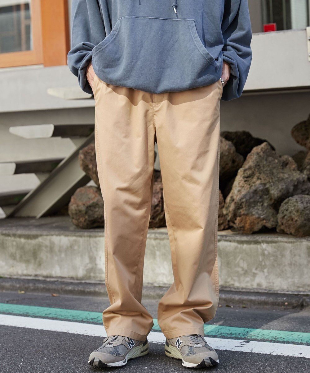 WEGO 【ウエストゴム/SMLサイズ展開/ユニセックス着用ITEM】チノイージーストレートパンツ 