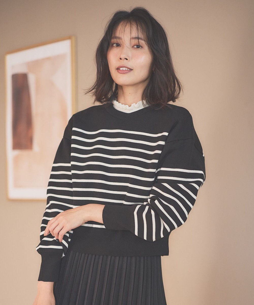 ANY L 【前後着用可能/洗濯機可】２WAYパールニットカーディガン 