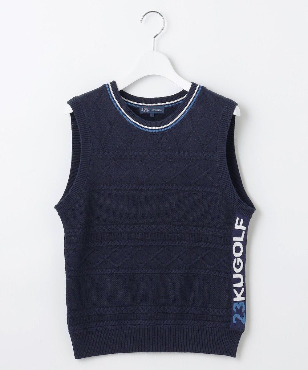 23区GOLF 【WOMEN】【ウォッシャブル】コットンブレンドサイドロゴベスト 