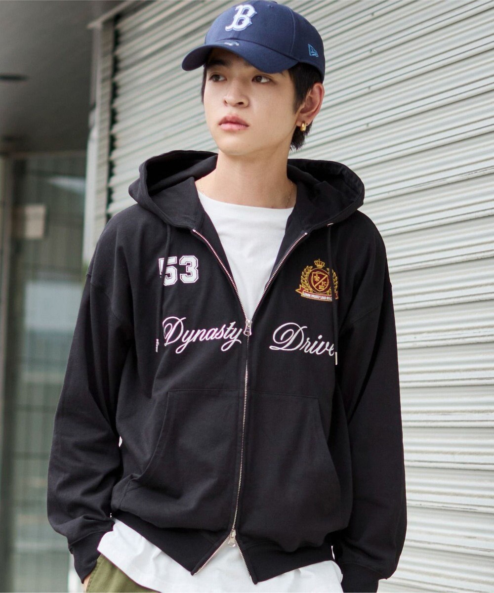 WEGO 【ユニセックスITEM/MLサイズ展開】ナンバリングカットZIPパーカー 