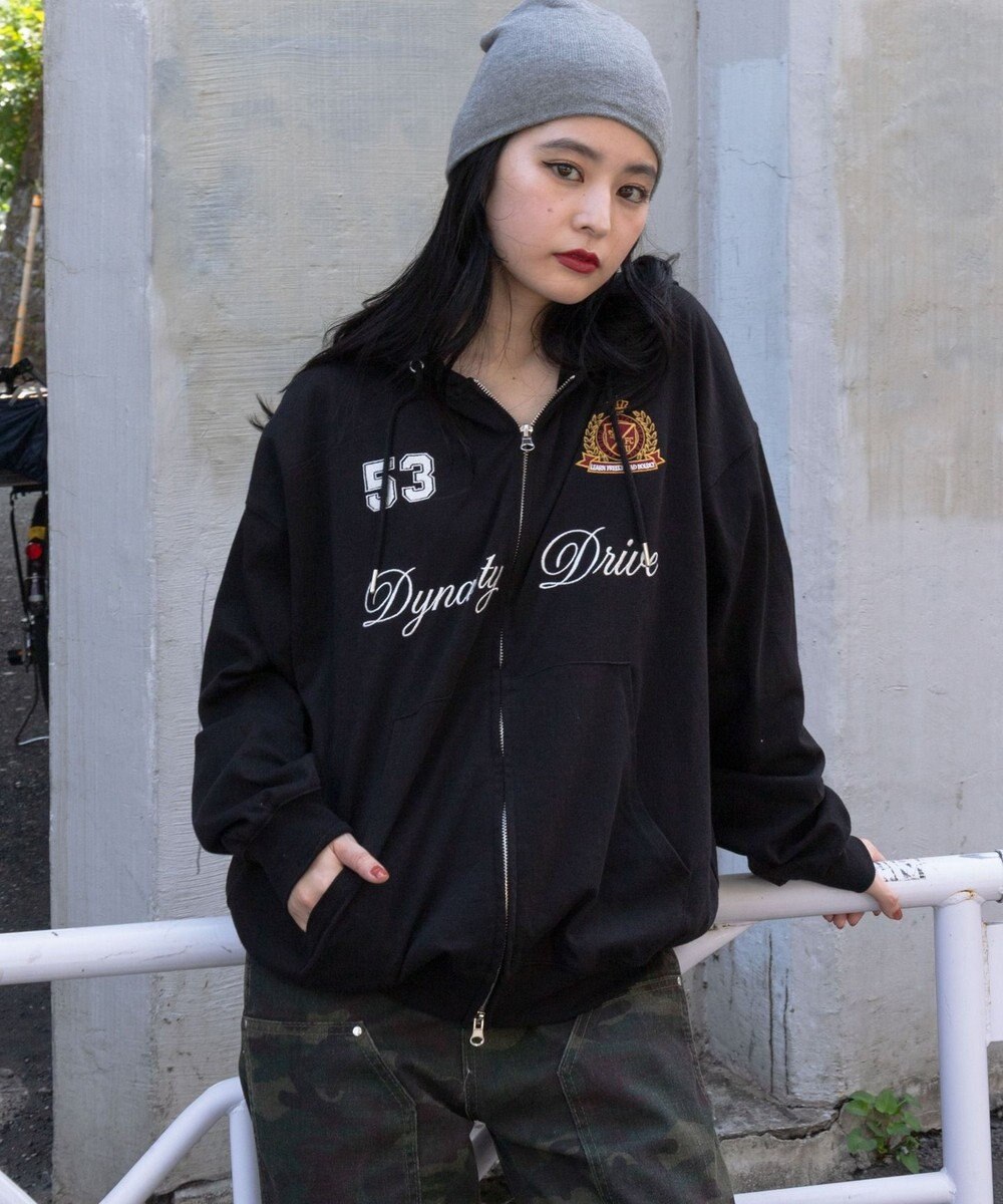 WEGO 【ユニセックスITEM/MLサイズ展開】ナンバリングカットZIPパーカー 