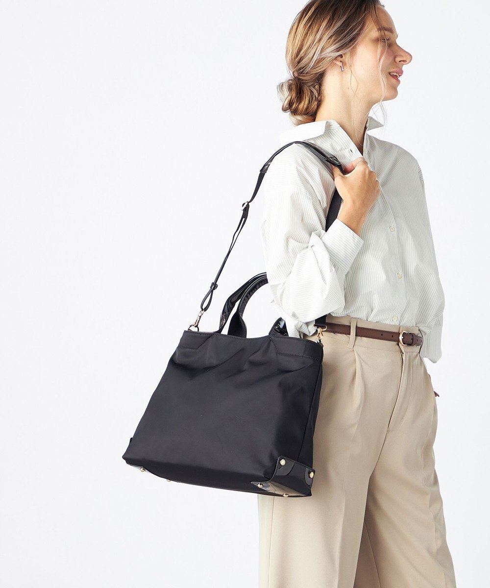 LA BAGAGERIE ツイルナイロン×エナメル 2WAYトートバッグ Mサイズ 