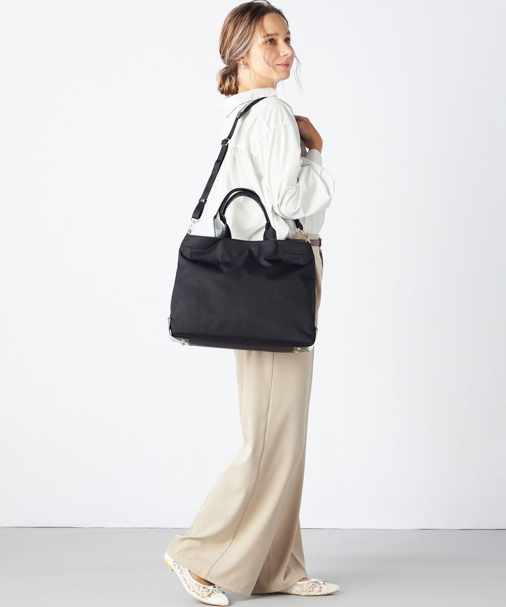 LA BAGAGERIE ツイルナイロン×エナメル 2WAYトートバッグ Mサイズ 