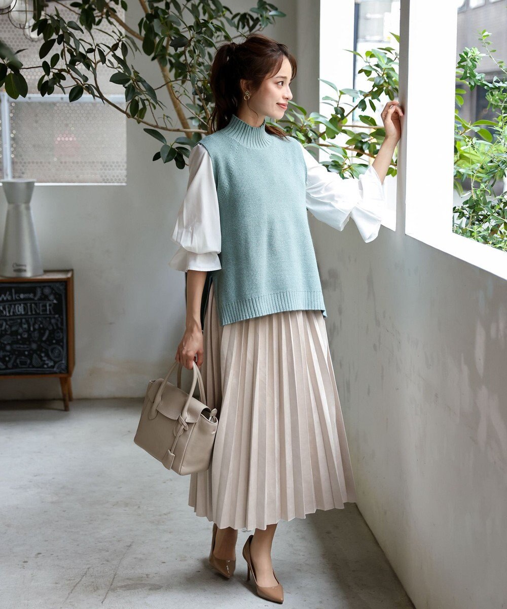 Tiaclasse L 【洗える】着回し自在のニットベスト＆フレア袖チュニックセット 