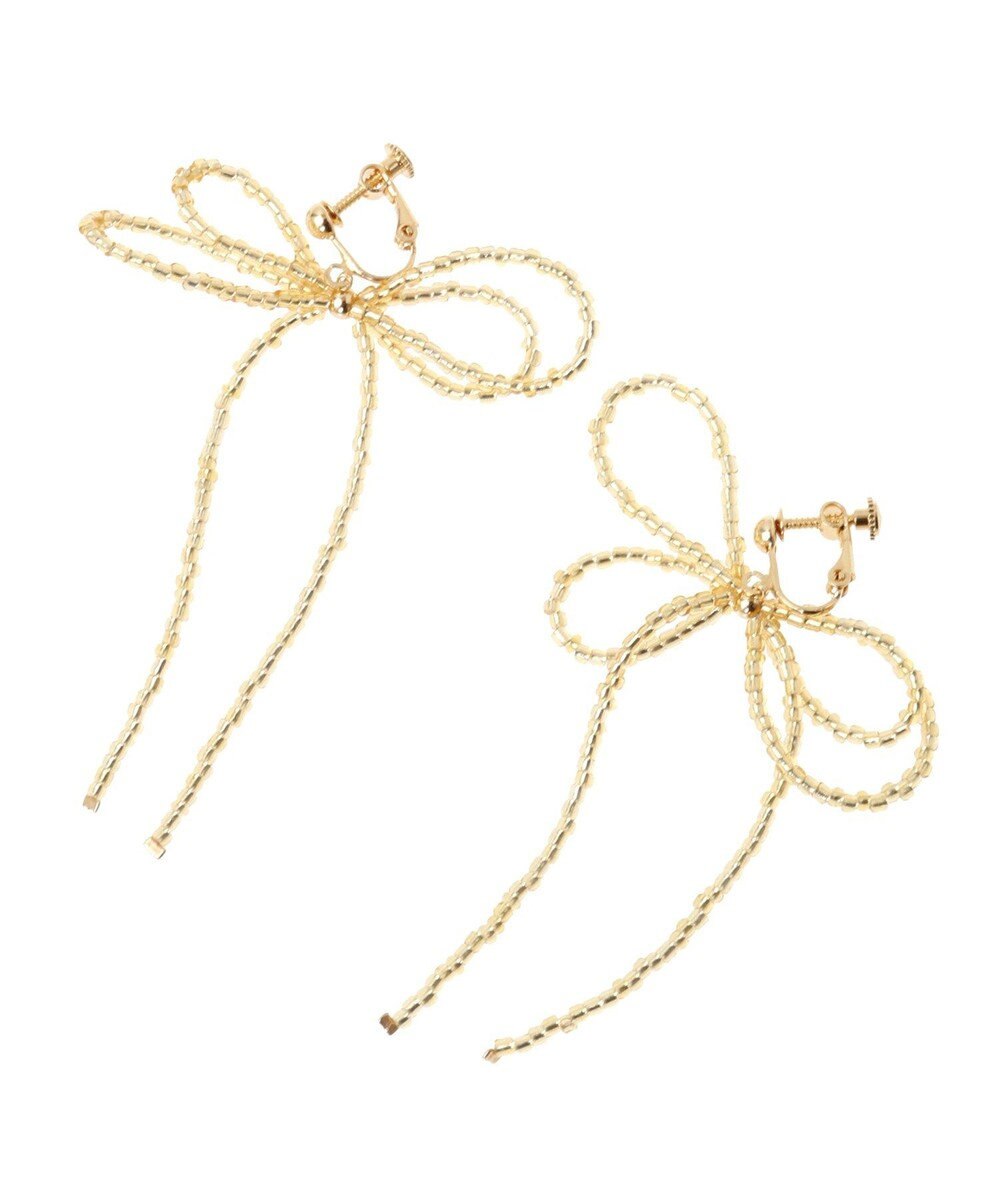 AMERICAN HOLIC ビーズレイーヤードリボンイヤリング 