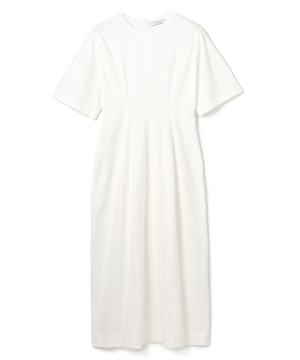 BEIGE， 【洗える】GLANTHUS / コットンカーブラインロングフレアワンピース 