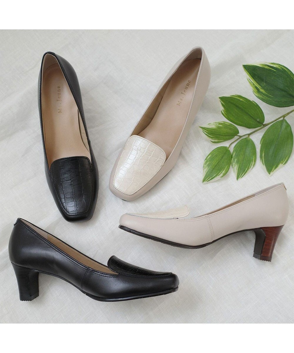 Pointer 日本製 クロコ型押しパンプス 