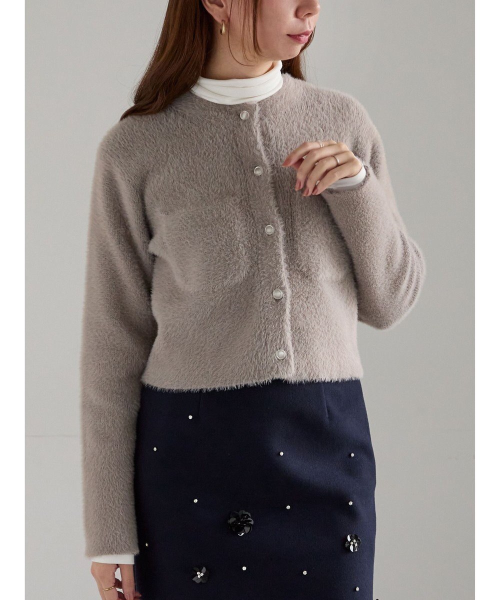 Te chichi ショートシャギーポケットカーディガン 