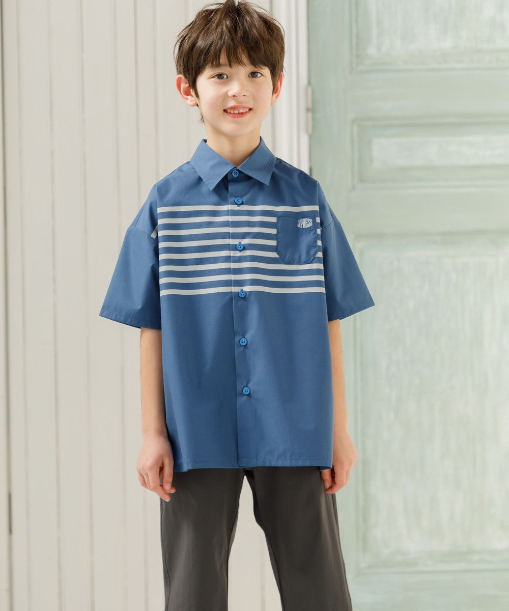 J.PRESS KIDS 【110-130cm】TCブロード パネルボーダープリント シャツ 