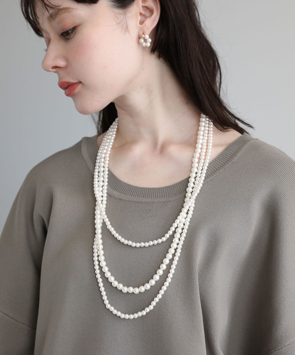 Green Parks ・ＨＡＬＦ　ＴＩＭＥ　パール３連ネックレス（金属フ 