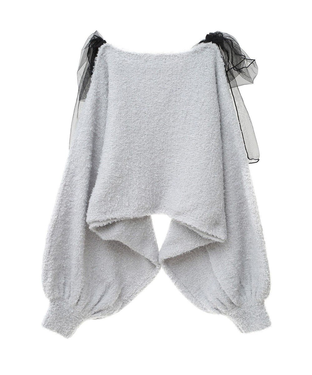 earth music&ecology チュール肩リボンニットプルオーバー 