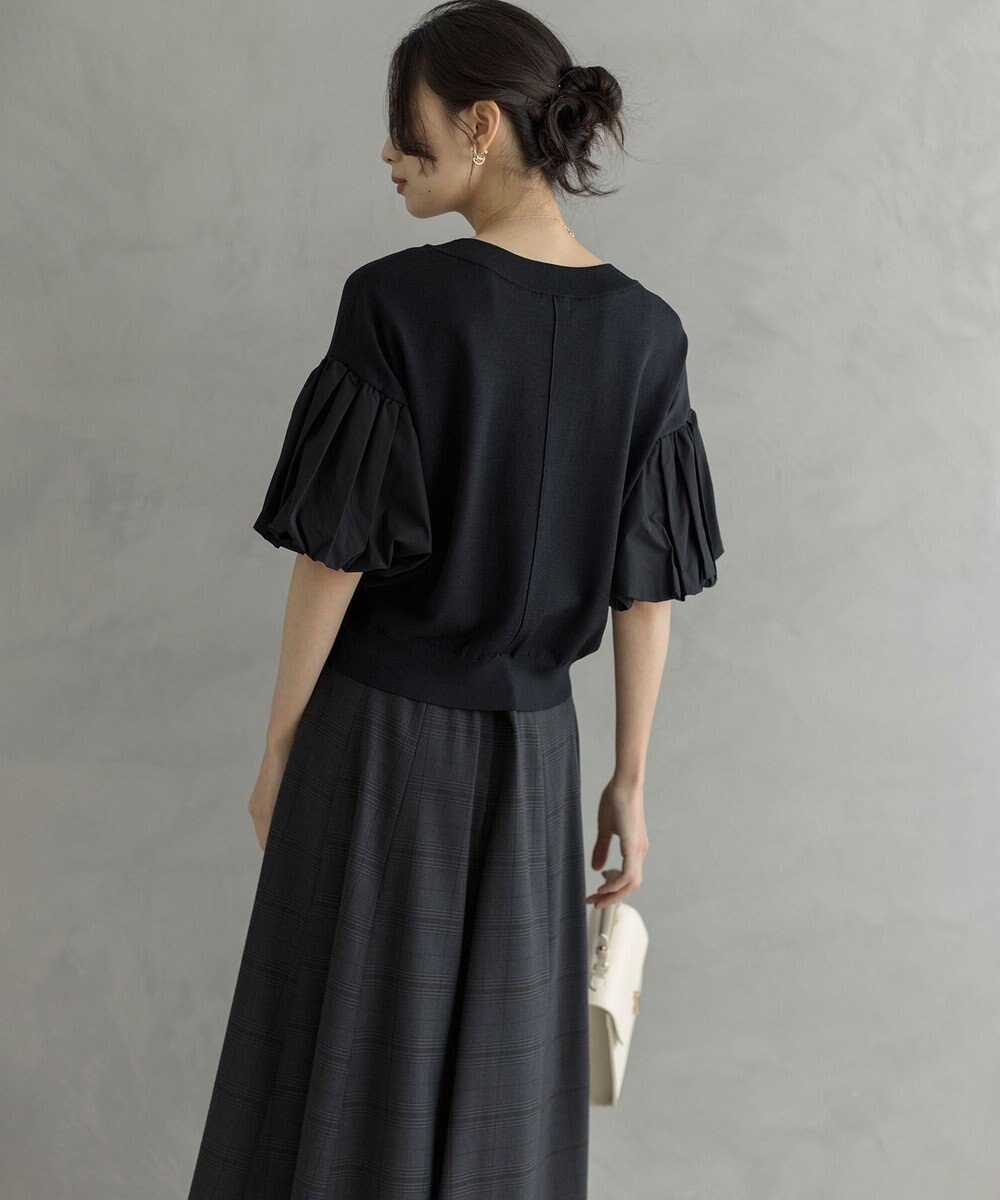 組曲 ストレッチクリアパフ袖 ニット 