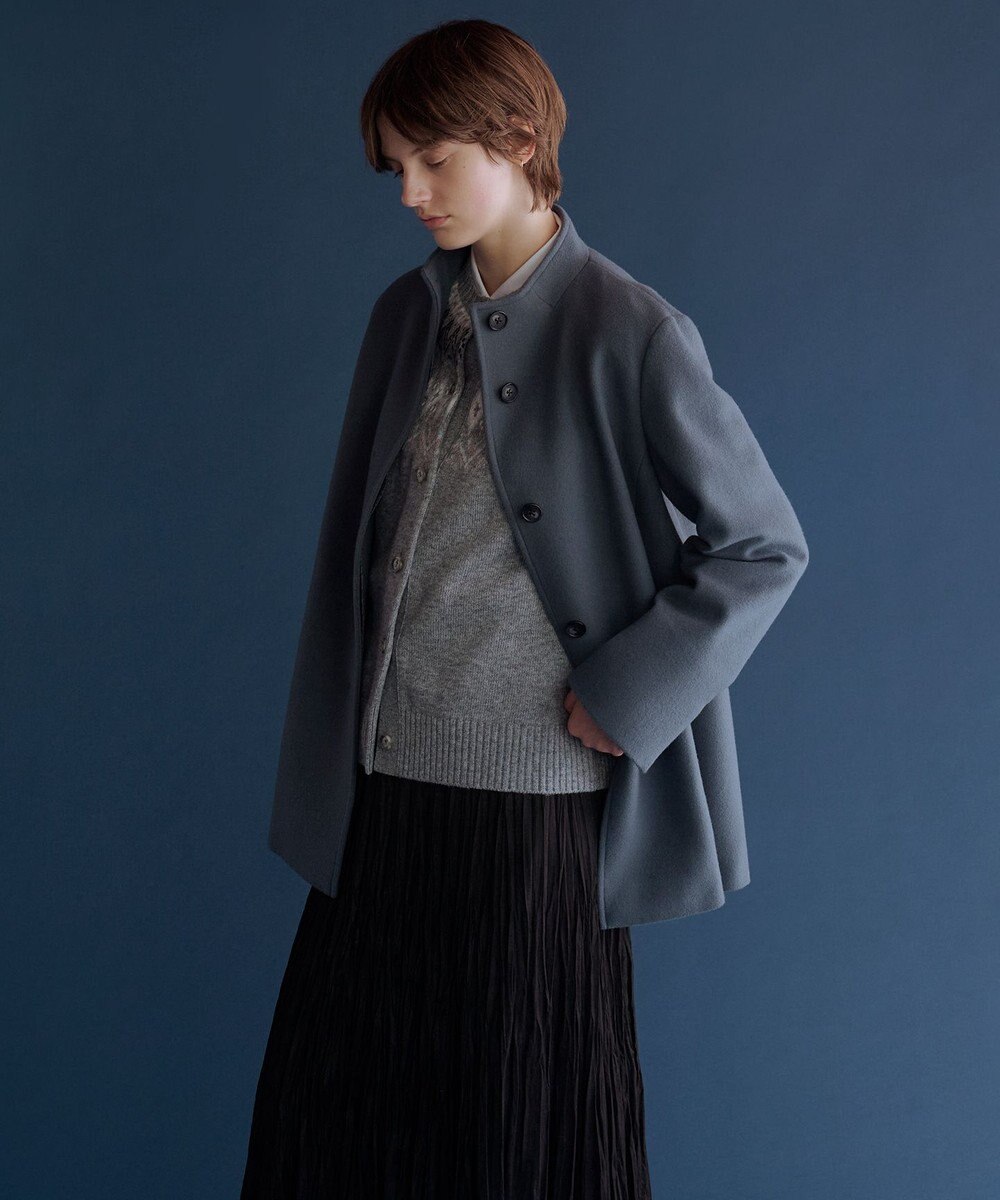 J.PRESS LADIES ショートビーバー ミディ丈 スタンドカラー コート 