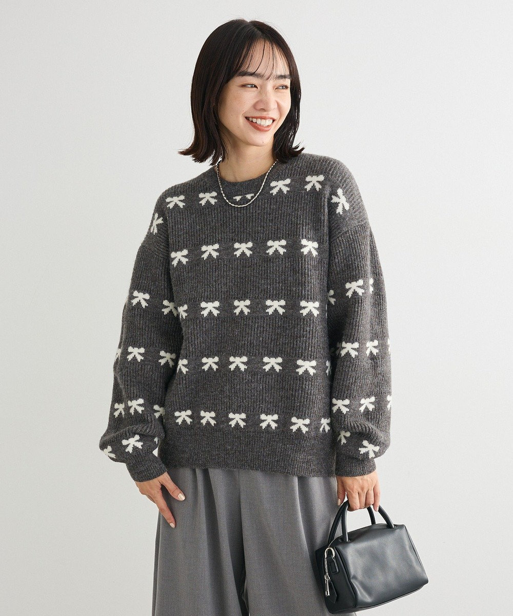 Green Parks ・ｓｗｉｎｇ　ｂｙ　リボンジャカードクルーニット 