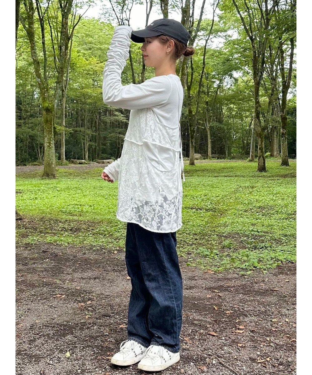 Green Parks AnriettMusee シャーリングスリーブＴシャツ＋レースキャミソールＳＥＴ 