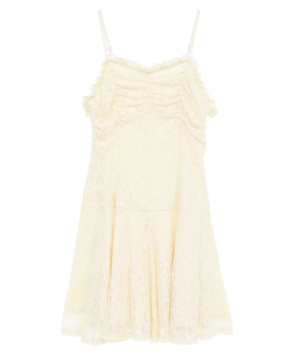 earth music&ecology フロントギャザー起毛レースミニワンピース 