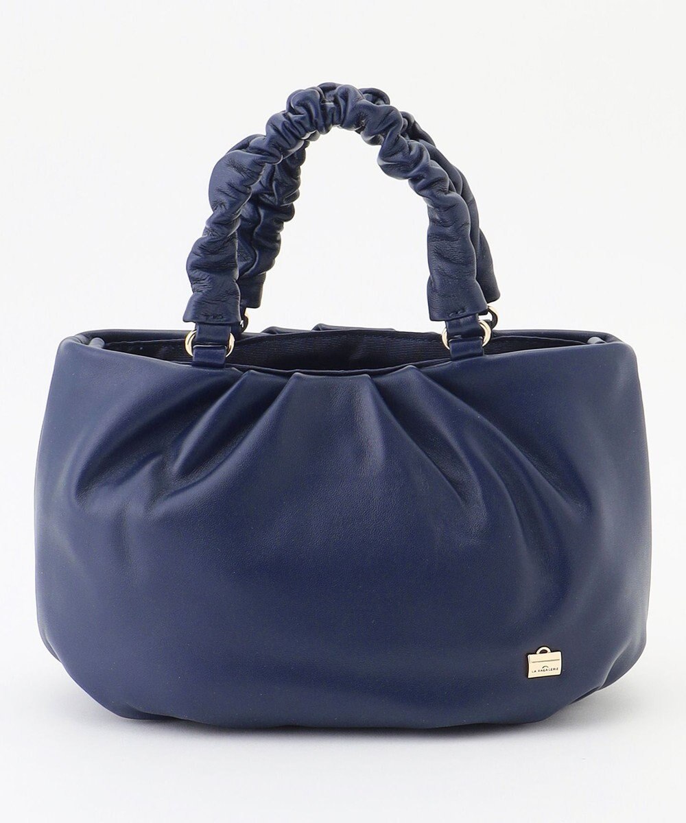 LA BAGAGERIE シープレザー ギャザーハンドル2wayラウンドトートバッグ 