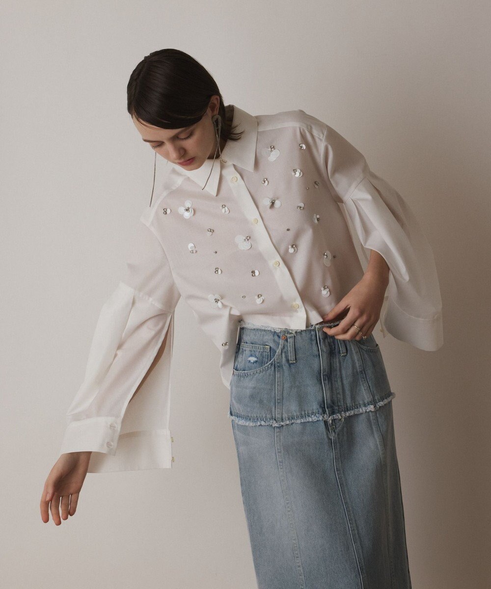 GRACE CONTINENTAL ビジューシャツ 