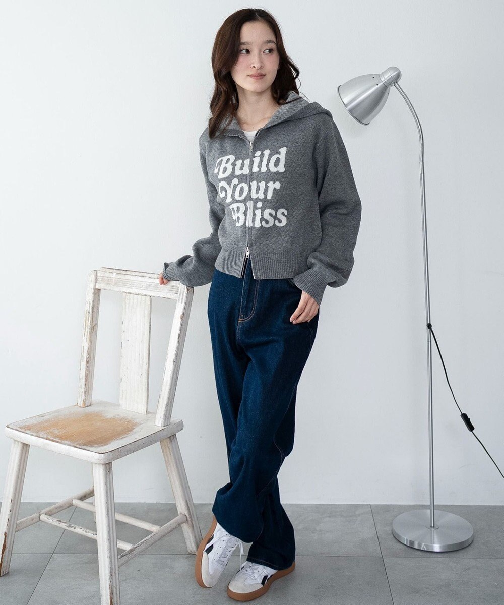 WEGO グラフィックジャガードニットZIPパーカー 