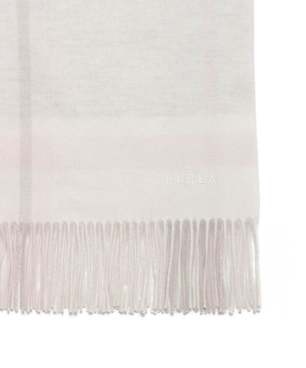 MOONBAT FURLA ウール混 超大判ラメ入りブロックチェックストールマフラー／幅70cm 