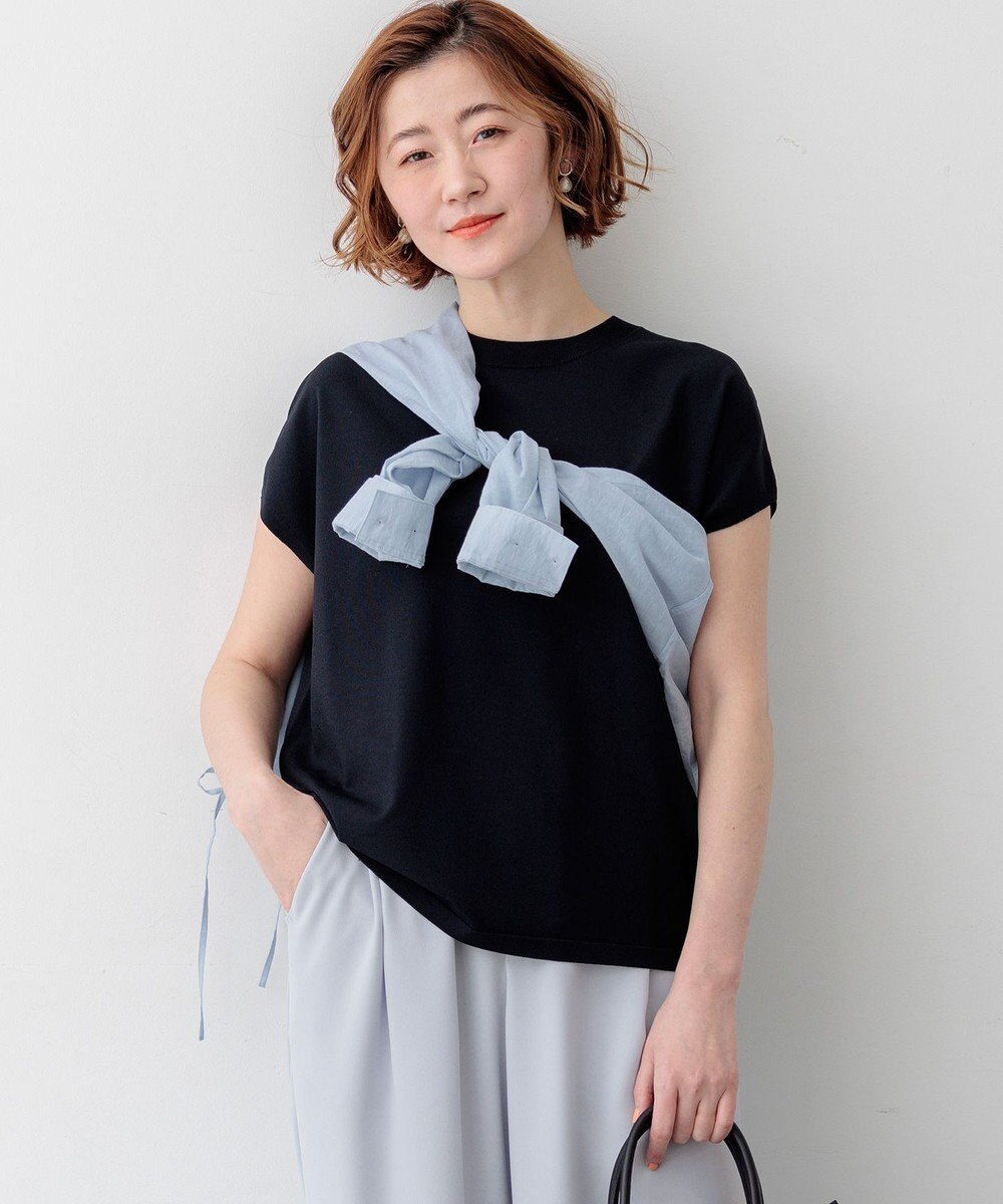 23区 L 【先行予約】レーヨンポリエステルストレッチ フレンチスリーブ ニット 