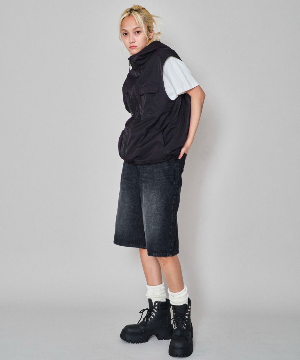 WEGO 【ユニセックス着用ITEM】フードナイロンベスト 