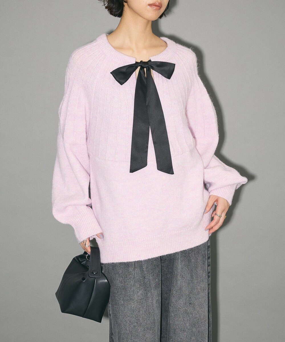 Green Parks ボウタイリボン付きニット 