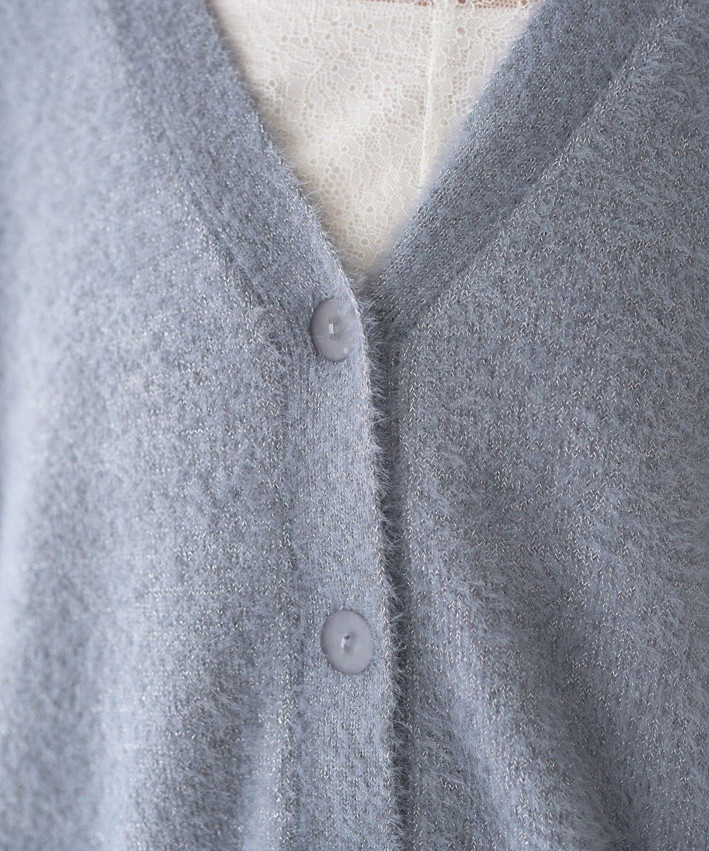 earth music&ecology ラメミニシャギーＶネックカーディガン 