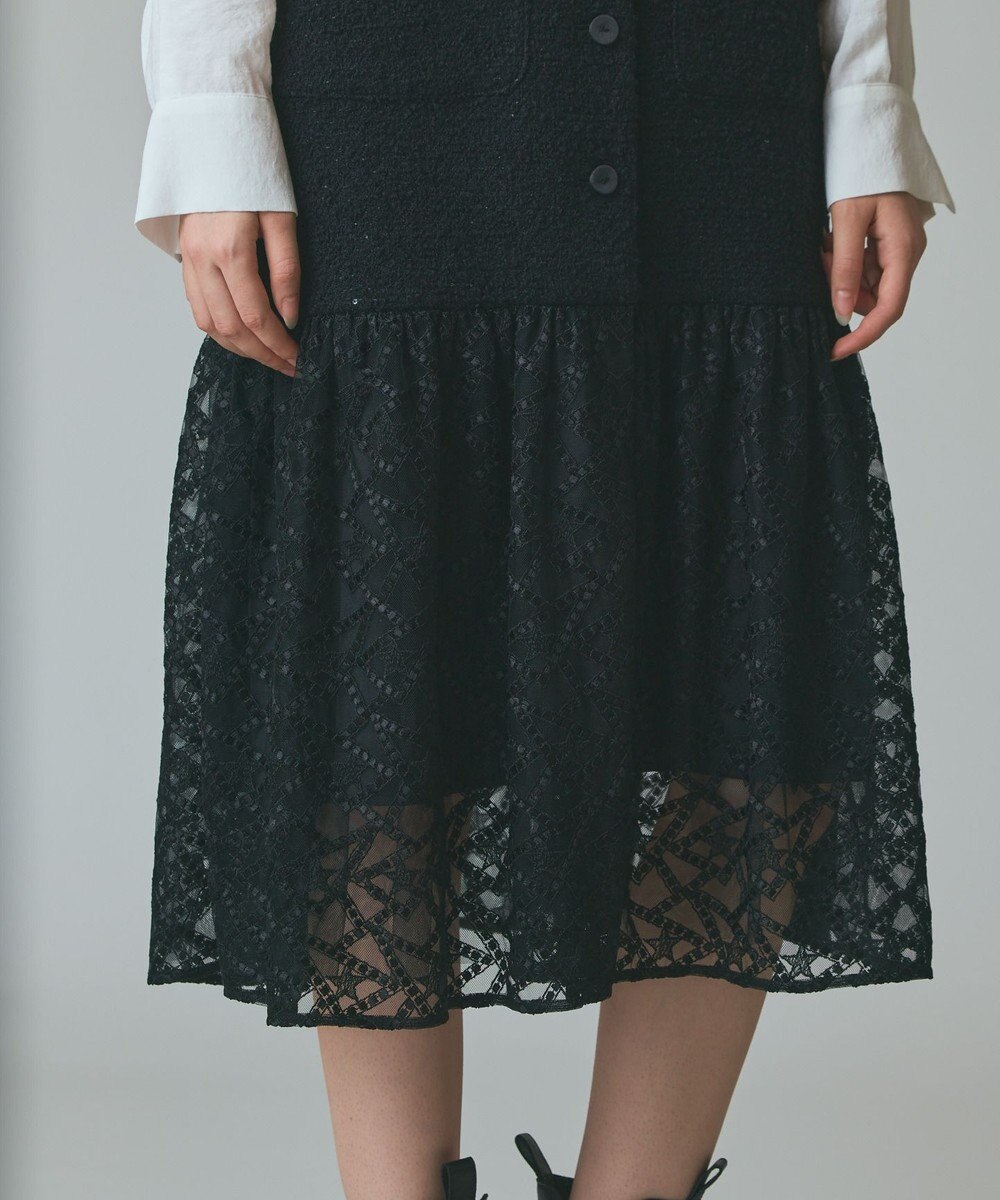 GRACE CONTINENTAL チュールコンビツイードワンピース 