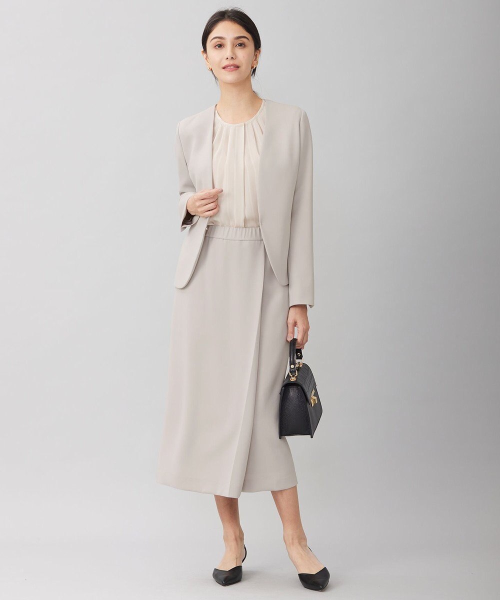 自由区 【セットアップ対応・洗える】トリアセダブルクロスノーカラー ジャケット 