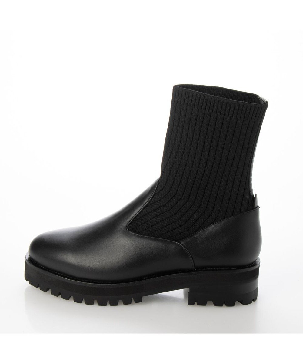 ing <ing>【サスティナブルシリーズ】ラウンドトウリブニットブーツ 