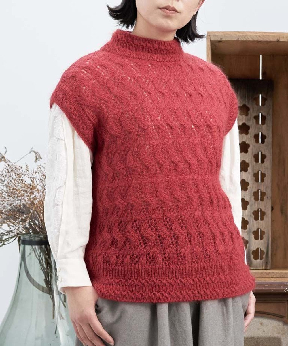 縄編み模様の2カラーベスト - ニット・セーター