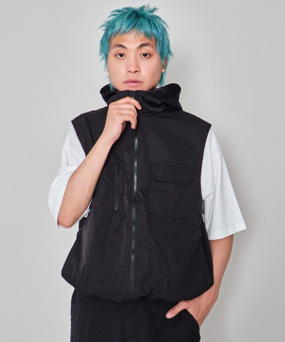 WEGO 【ユニセックス着用ITEM】フードナイロンベスト 