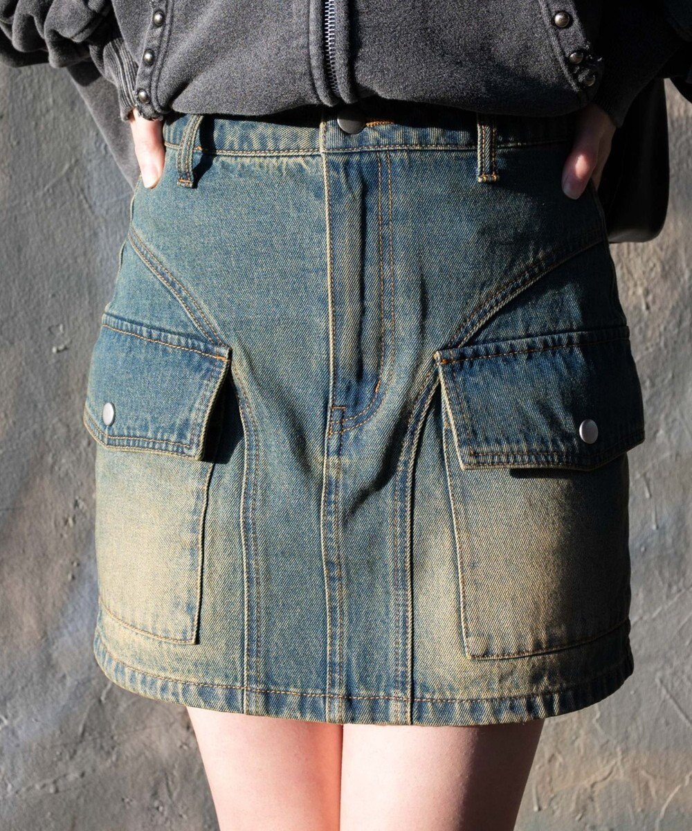 WEGO ヴィンテージウォッシュカーゴミニスカート 