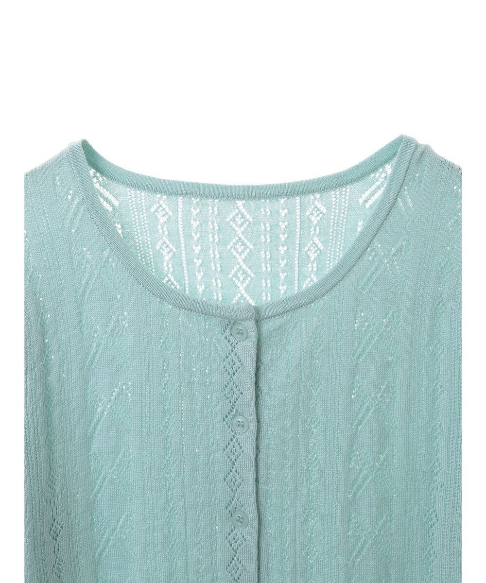 earth music&ecology リボン柄透かし編みニットカーディガン 