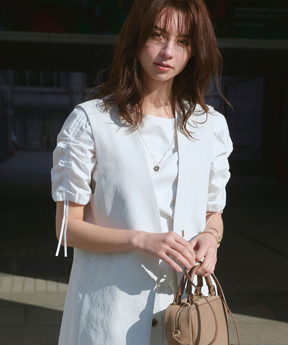 23区 L 【洗える】タックディテールプルオーバー ギャザー カットソー 