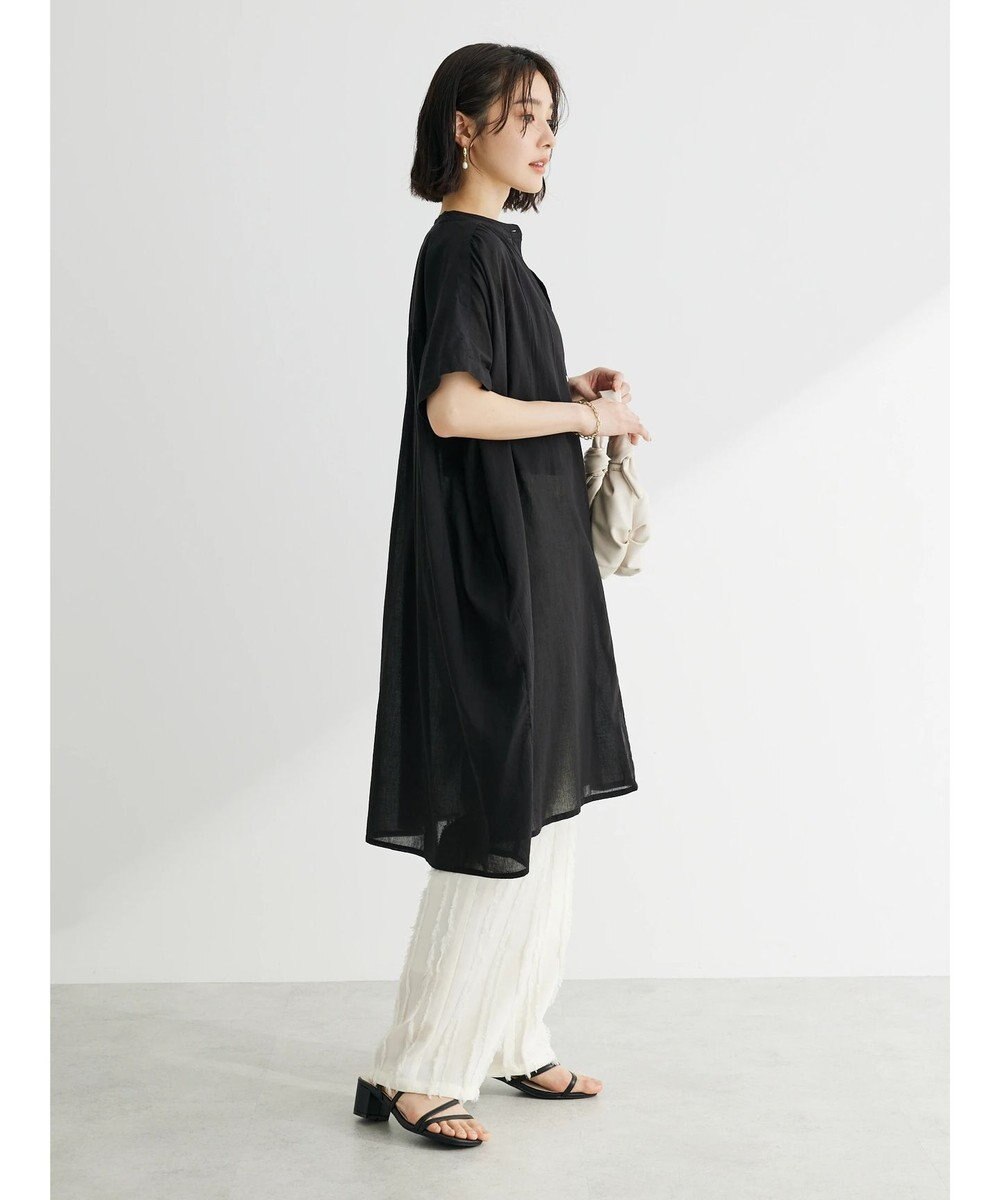 Green Parks インド綿 　ギャザー５分袖チュニック 