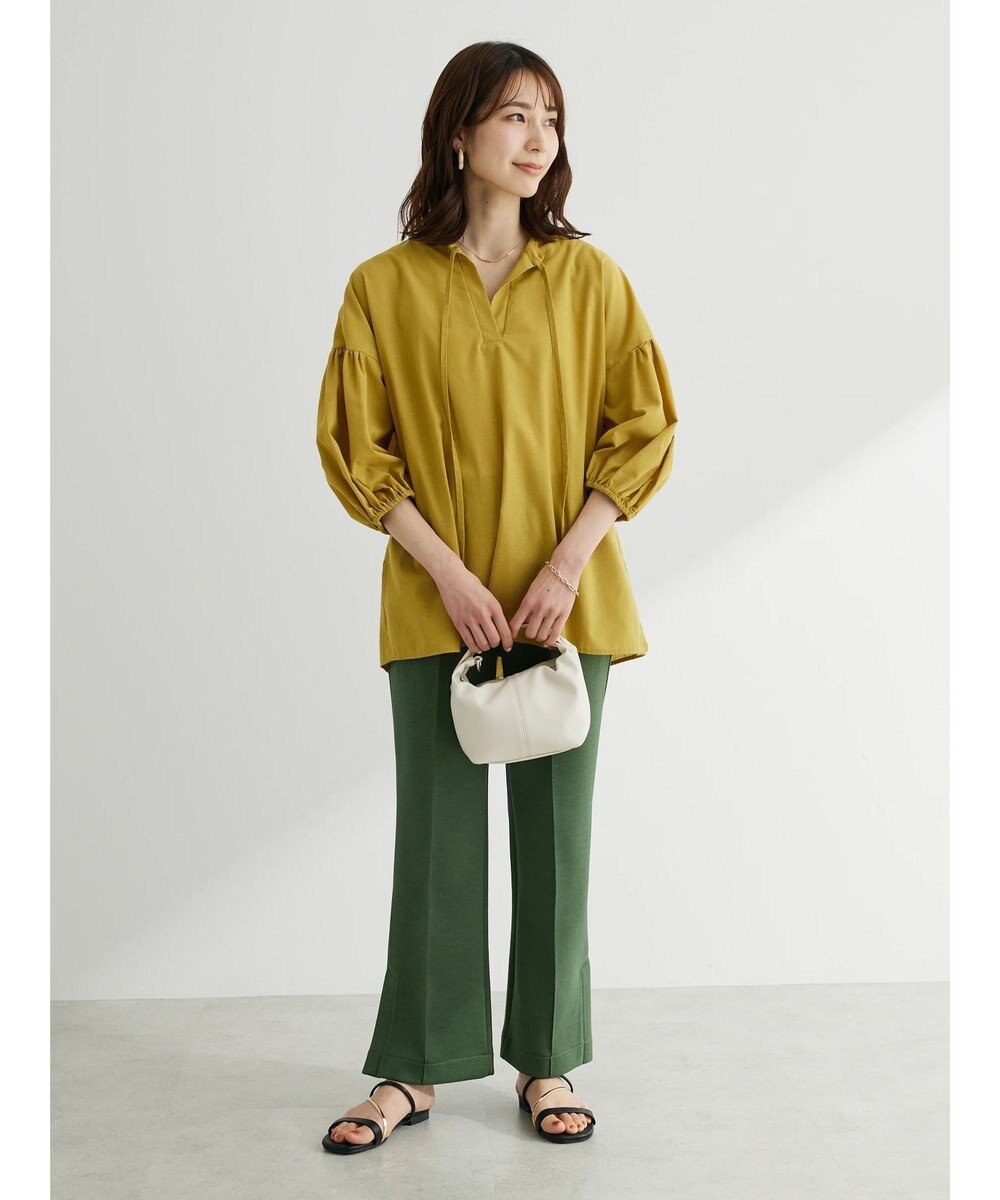 Green Parks 綿麻混紐付きデザインブラウス 