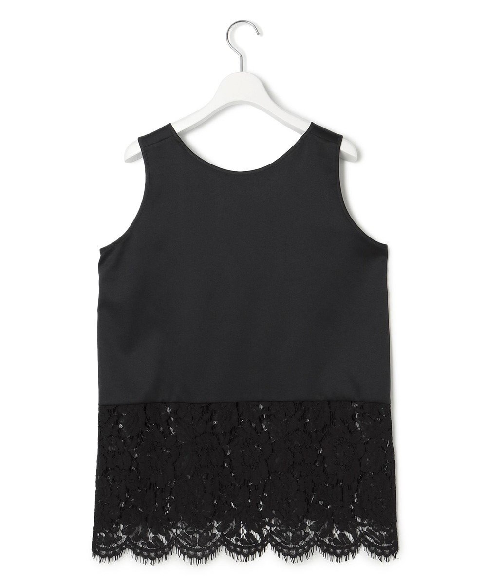 23区 L 【洗える】レースコンビストレッチ マットサテン インナー タンクトップ 