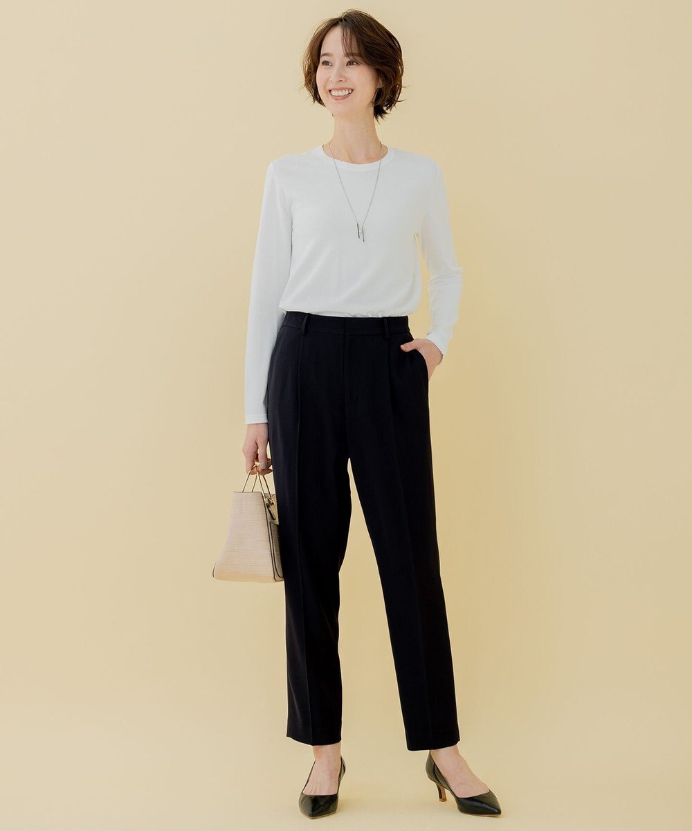 自由区 【XSサイズ～/洗える】ダブルフェイススーティング テーパードパンツ 