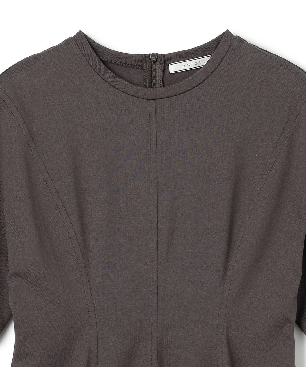 BEIGE， 【洗える】GLANTHUS / コットンカーブラインロングフレアワンピース 