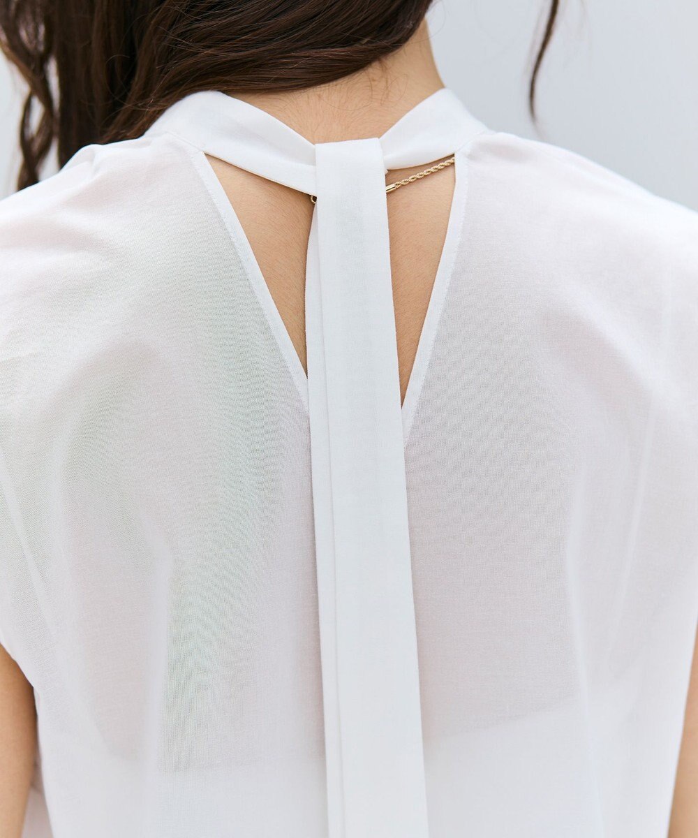 BEIGE， 【洗える】BAC / コットンバックボウタイノースリーブブラウス 