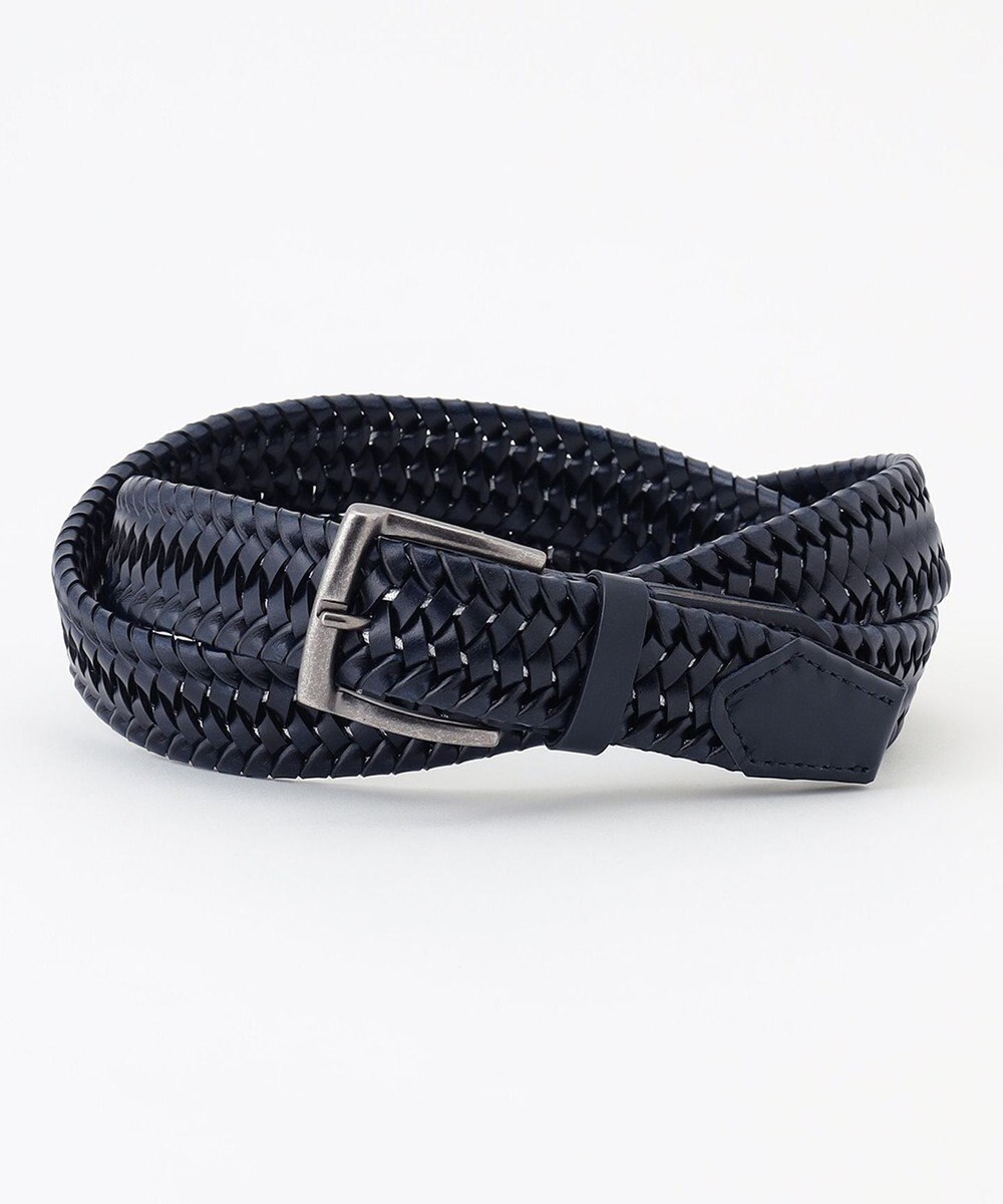 JOSEPH ABBOUD 【キングサイズ・イタリア素材・ストレッチ・日本製】ストレッチレザーメッシュ ベルト 