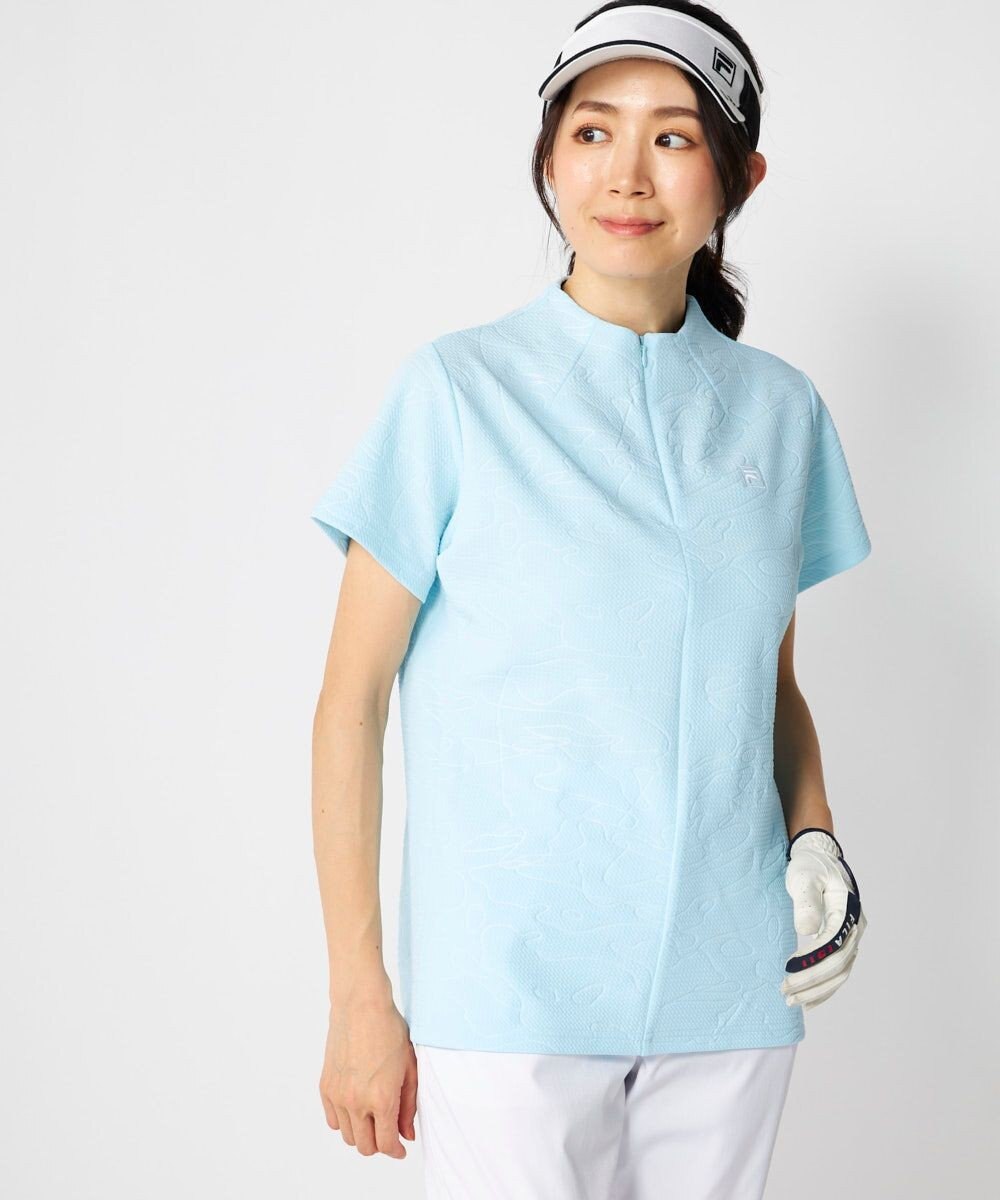 FILA GOLF／marie claire 【FILA GOLF】 チェッカーフラッグ柄エンボス半袖シャツ 