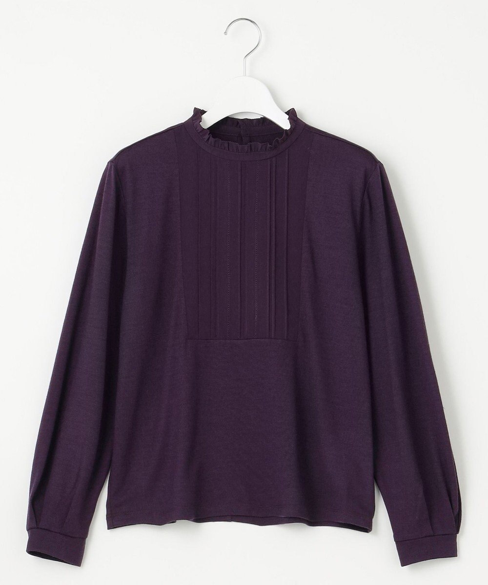 J.PRESS LADIES ウォッシャブルウール フリルネック カットソー 