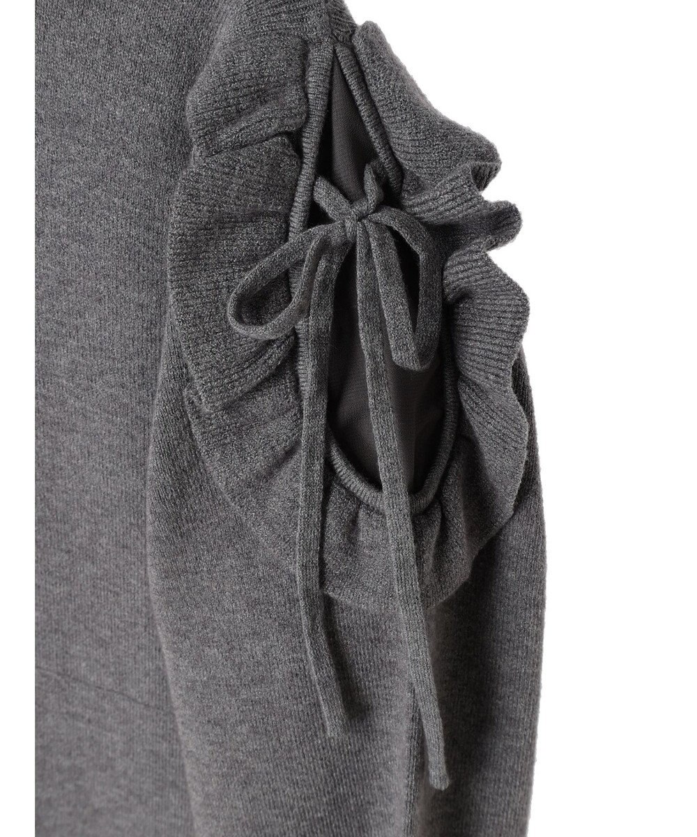 earth music&ecology 袖シアーフリルニットワンピース 