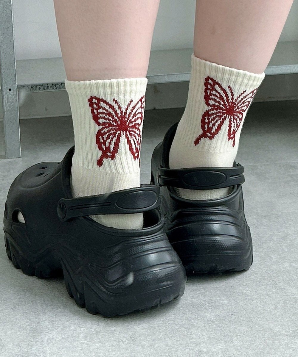 WEGO バックバタフライクルーソックス 
