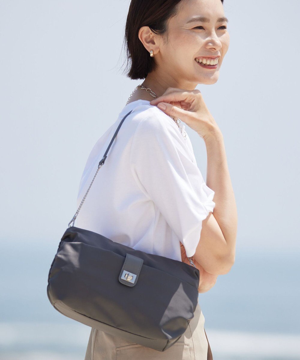 J.PRESS LADIES 【2way】ナイロンギャザー ショルダー バッグ 
