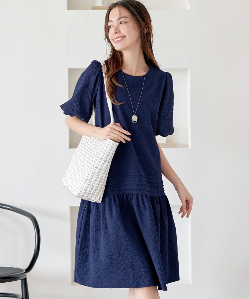 Tiaclasse L 【洗える】リップルピンタックワンピチュニック 