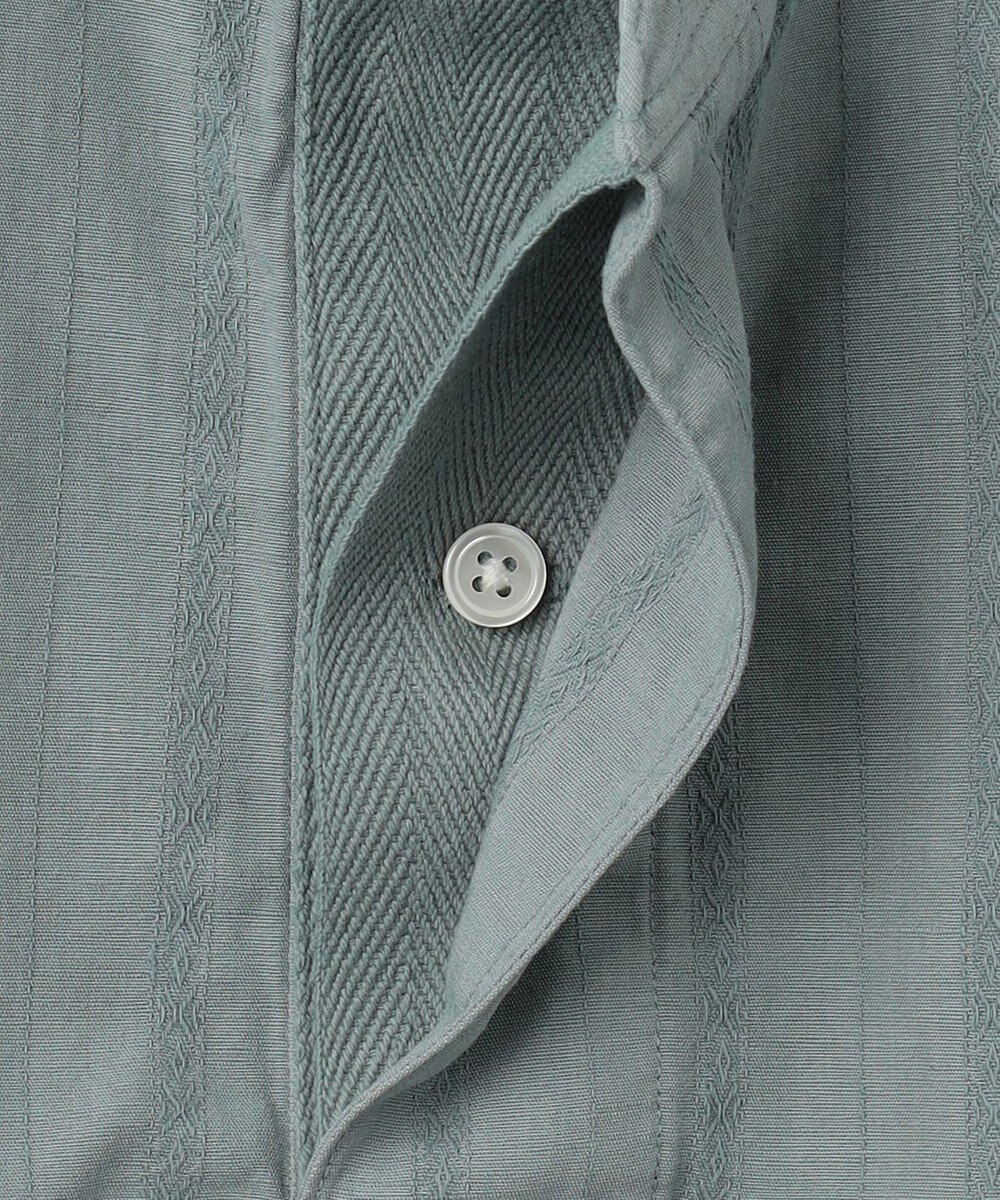 J.PRESS MEN 【HYBRID LINEN】ドビーストライプ バンドカラーラガーシャツ 